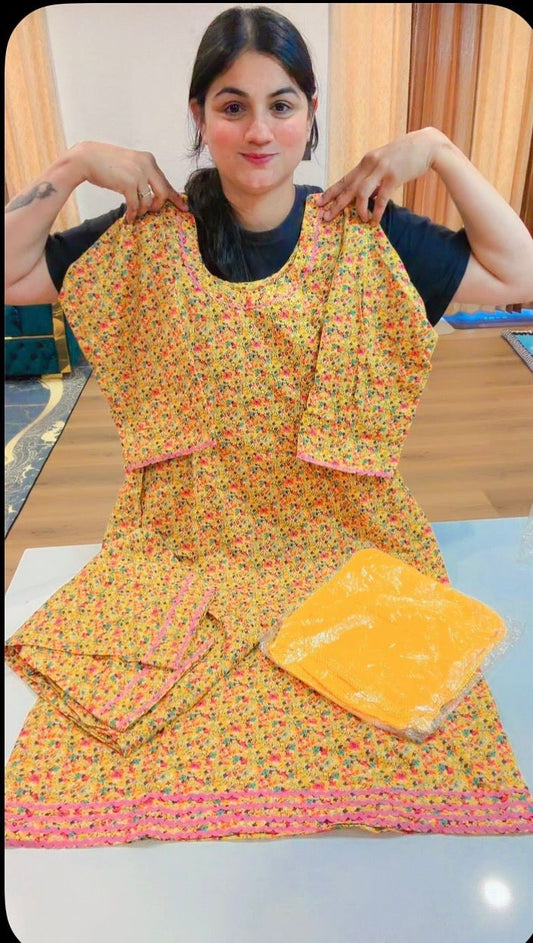 Cotton Suit - ( colour : Yellow ) Code 965