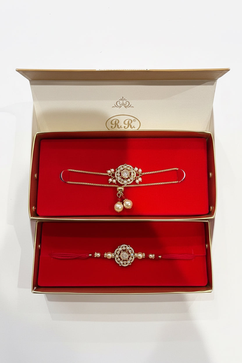 Couple Rakhi set in American diamond Code 419