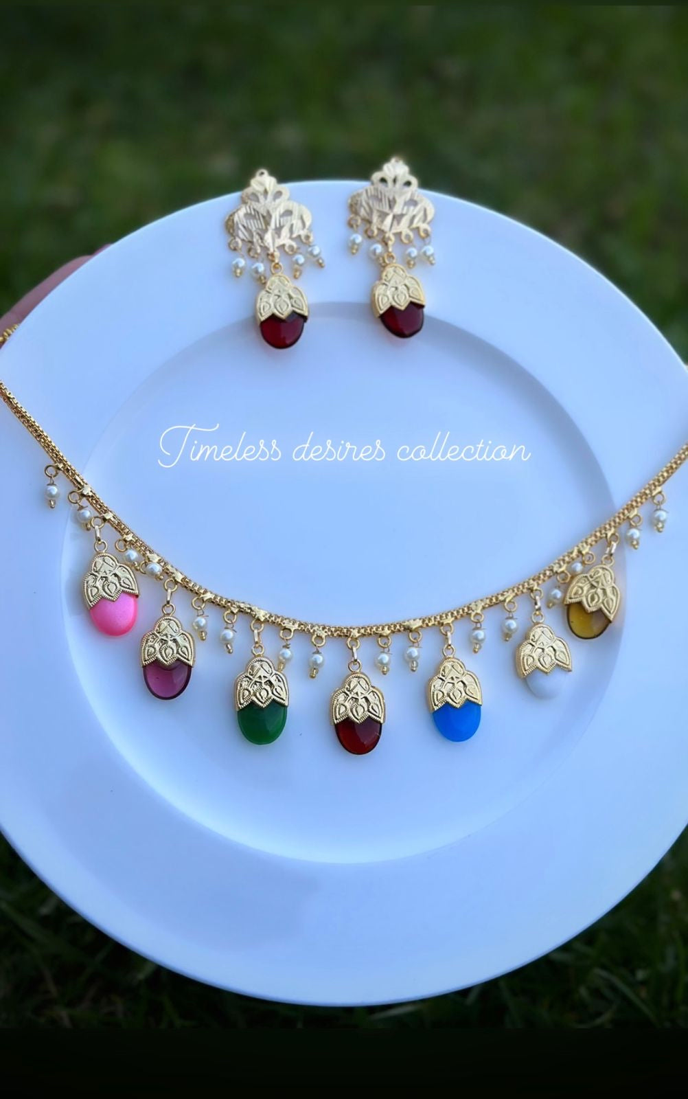 Multi Coloured Dakhi Set in Punjabi Traditional Jewellery