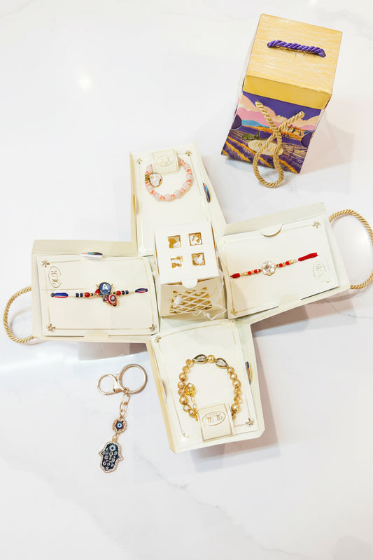Family rakhi pack ( includes key chain gift , bro rakhi , bhabi rakhi and 2 kids Rakhi’s )