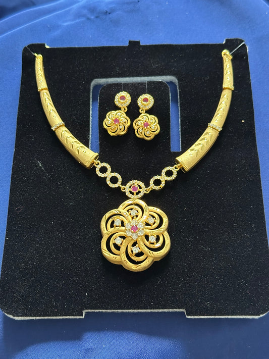 Gold Look Necklace Set - (Code:042)