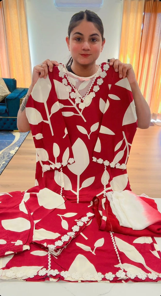 Readymade 3 pieces plazo suit with double shade dupatta, Colour: maroon, Code: 172