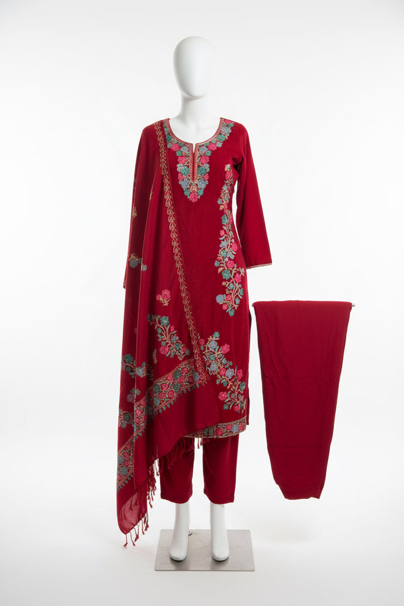 Kashmiri work pashmina salwar suit with shawl -217 Suit