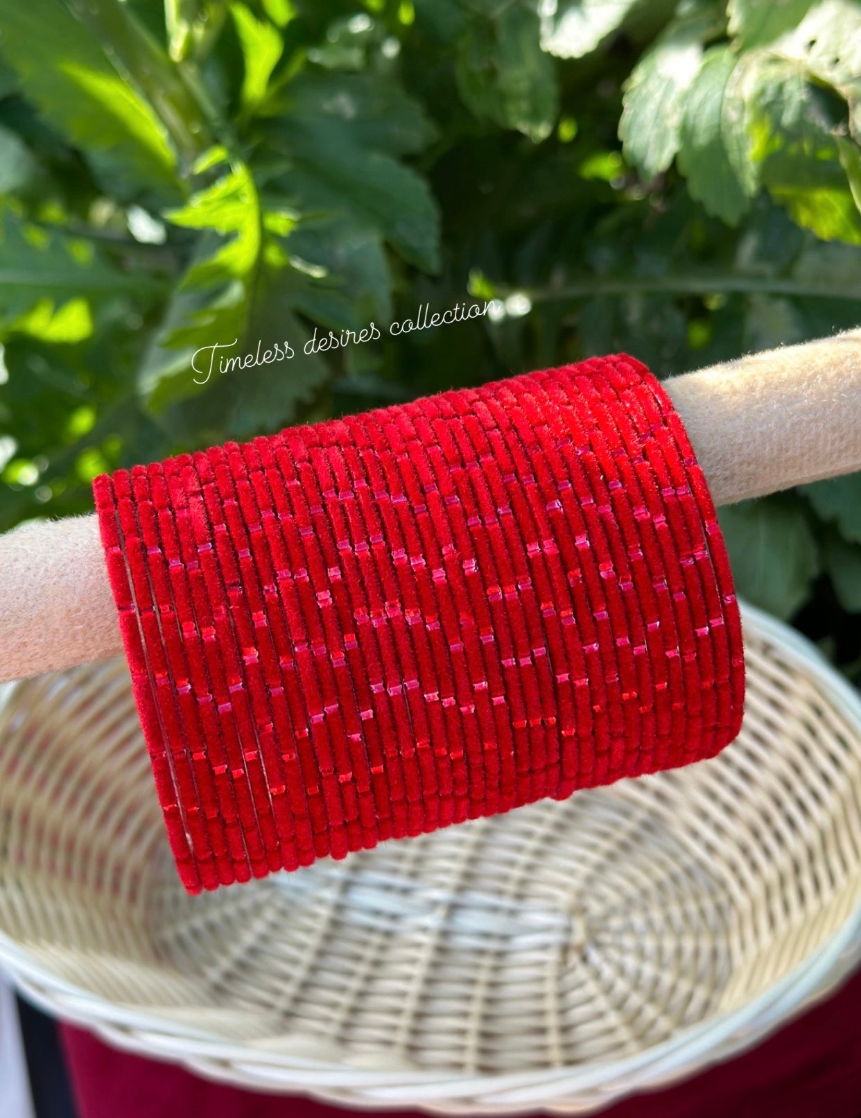 Red Plain velvet bangles pack of 36 bangles