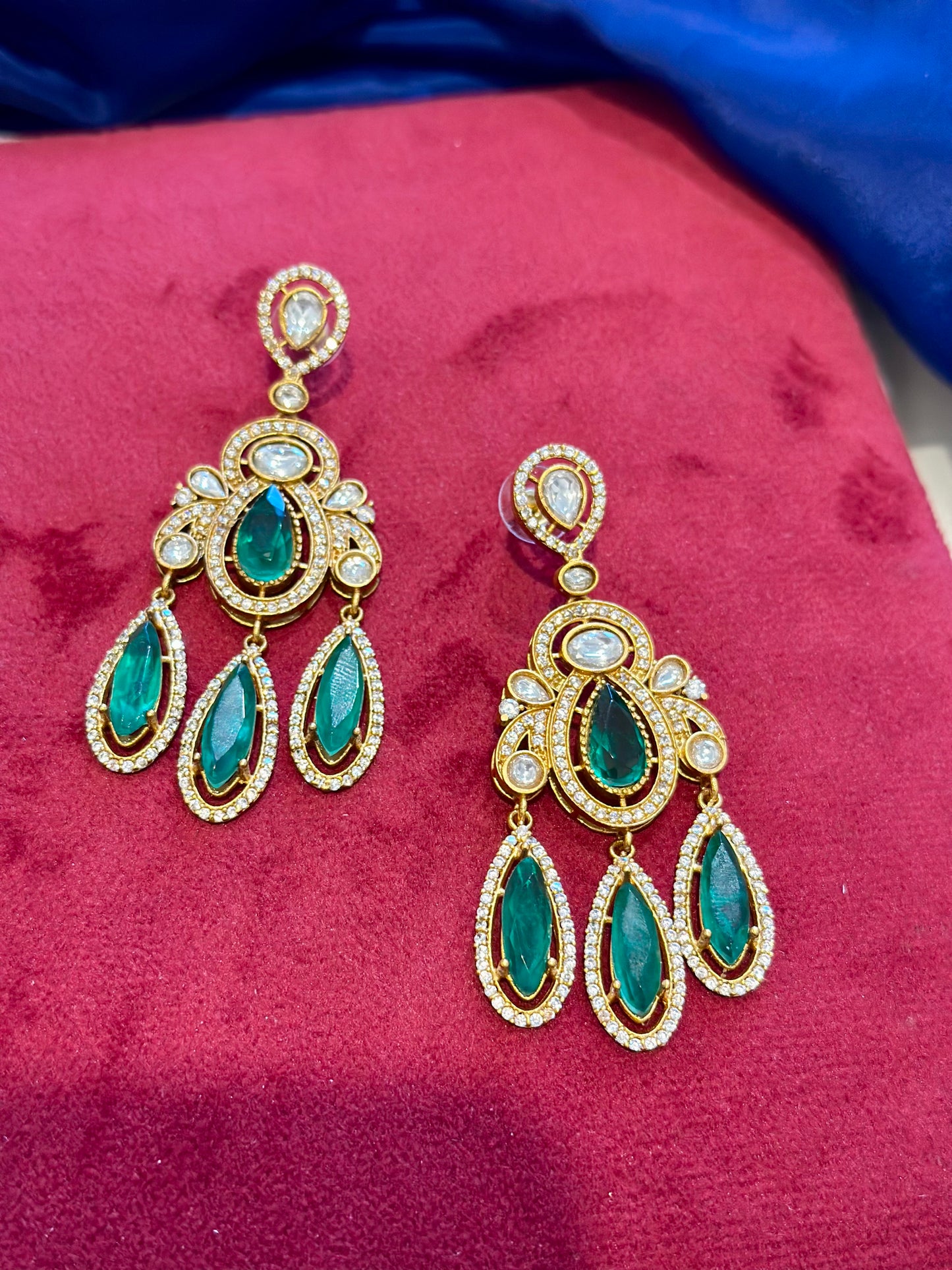 Mozonite earrings ( Premium Range ) Colour: Green , (Code: X8)