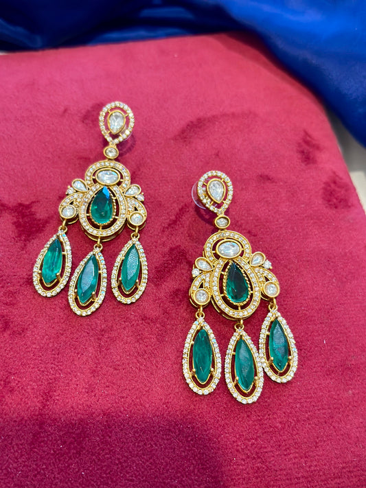 Mozonite earrings ( Premium Range ) Colour: Green , (Code: X8)
