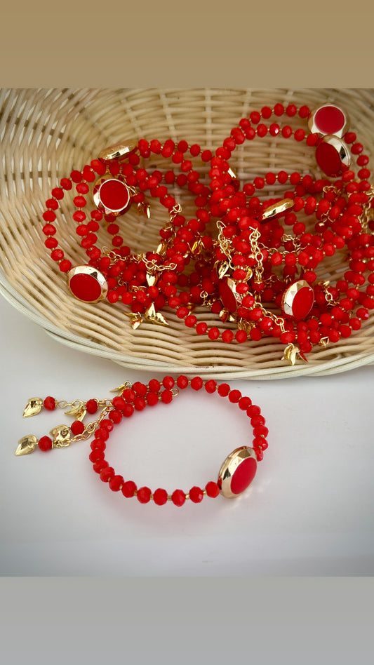 Red Hanging Rakhi / Rakhdi Bracelets for sister or bhabi ( Adjustable in size )