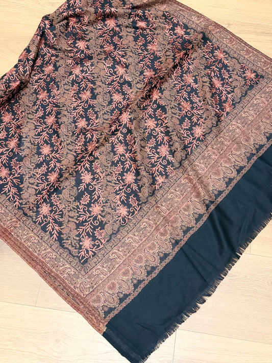 Pure pashmina shawl with Kashmiri work - Code Y33