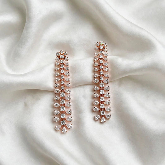 American diamond earrings in rose golden