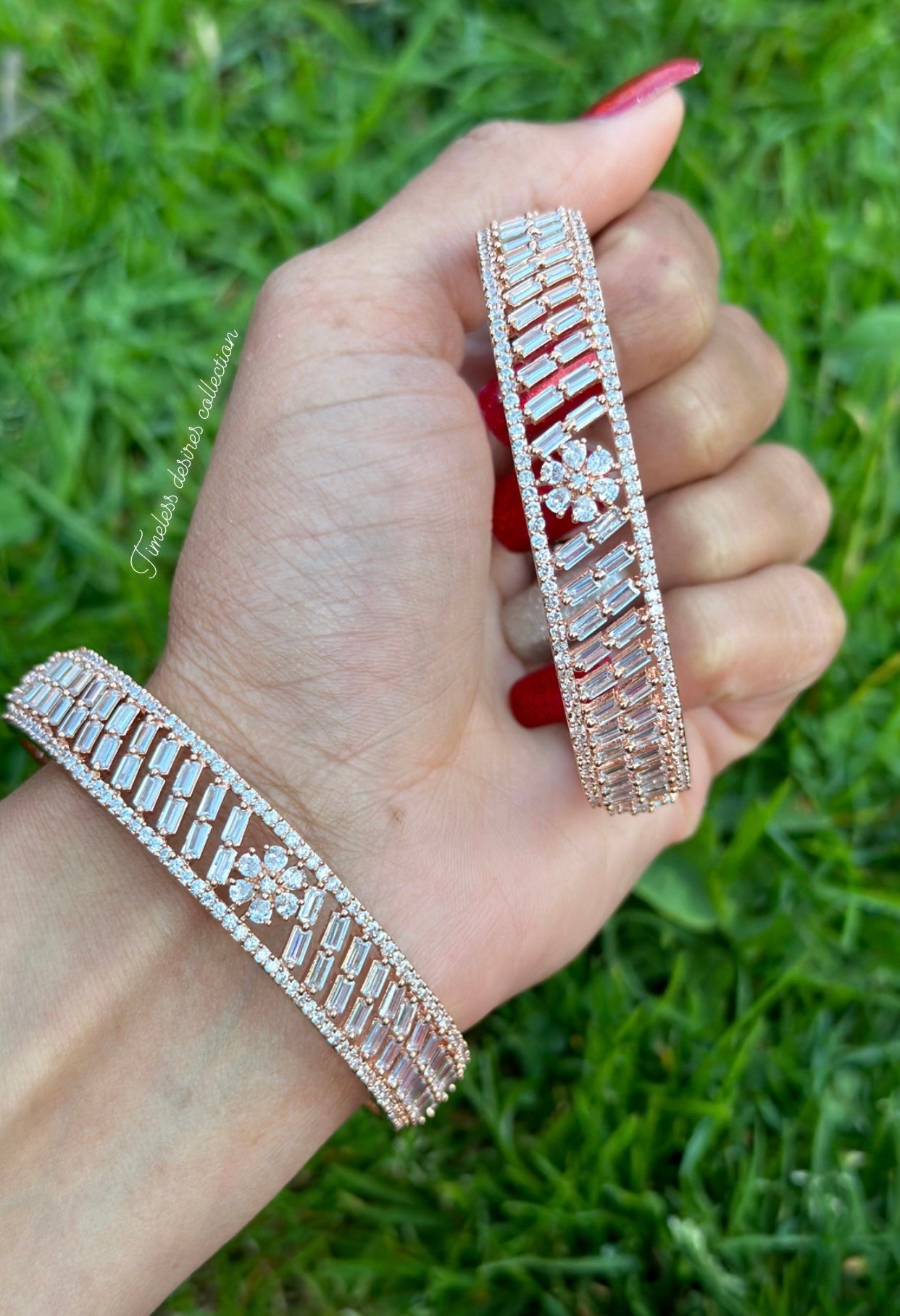 American diamond kangan / bangles in rose golden