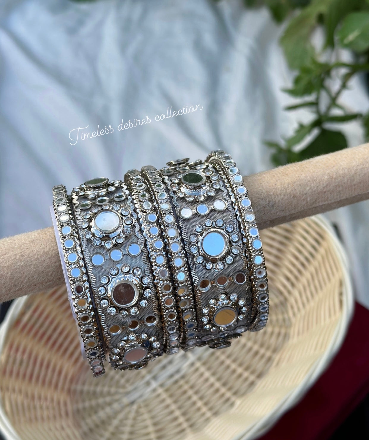 Silver mirror bangles ( set of both hands )