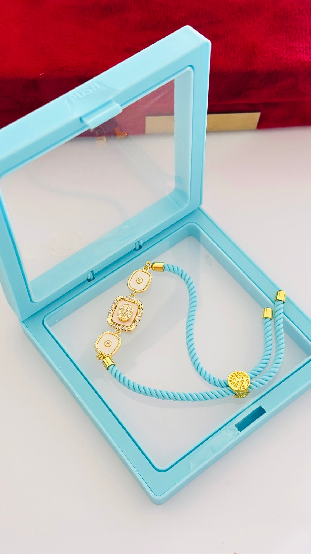 Rakhi / Rakhdi Box in Mother of Pearl stone with AD ( Premium Range ) - Code A45