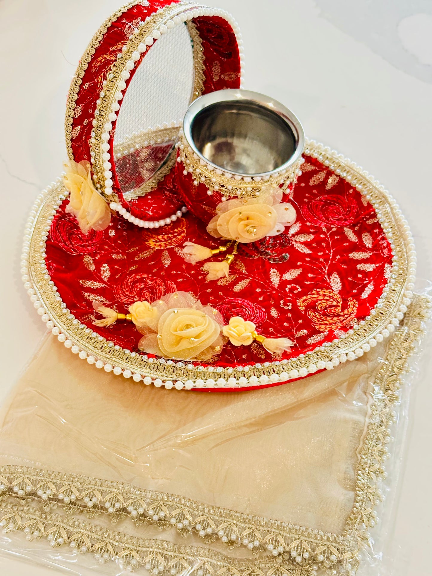 karwa Chauth Thali set with dupatta/chuni, (Code:102)