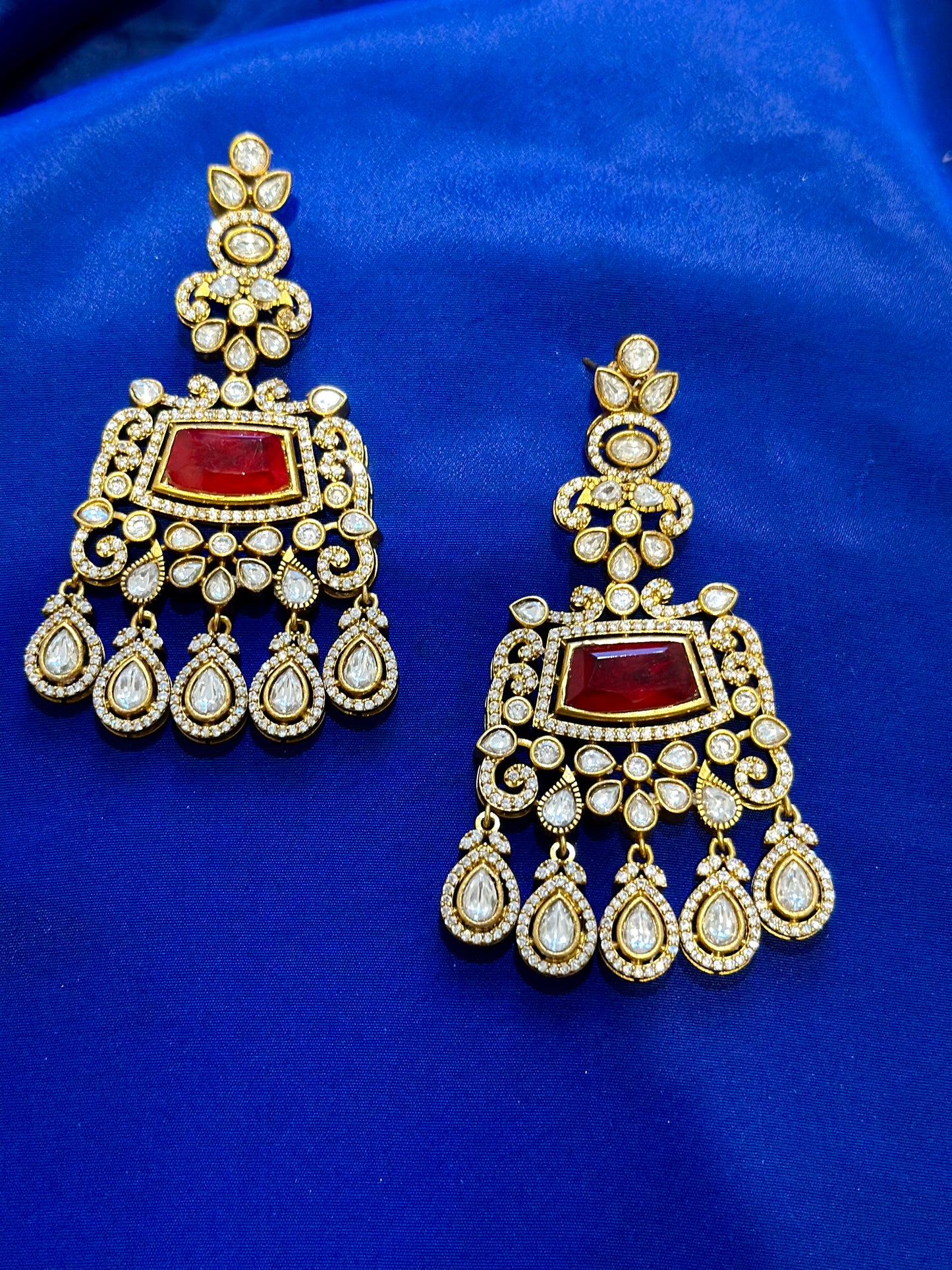 Moissanite earrings ( Premium Range ) Colour: Ruby, (Code: X4)