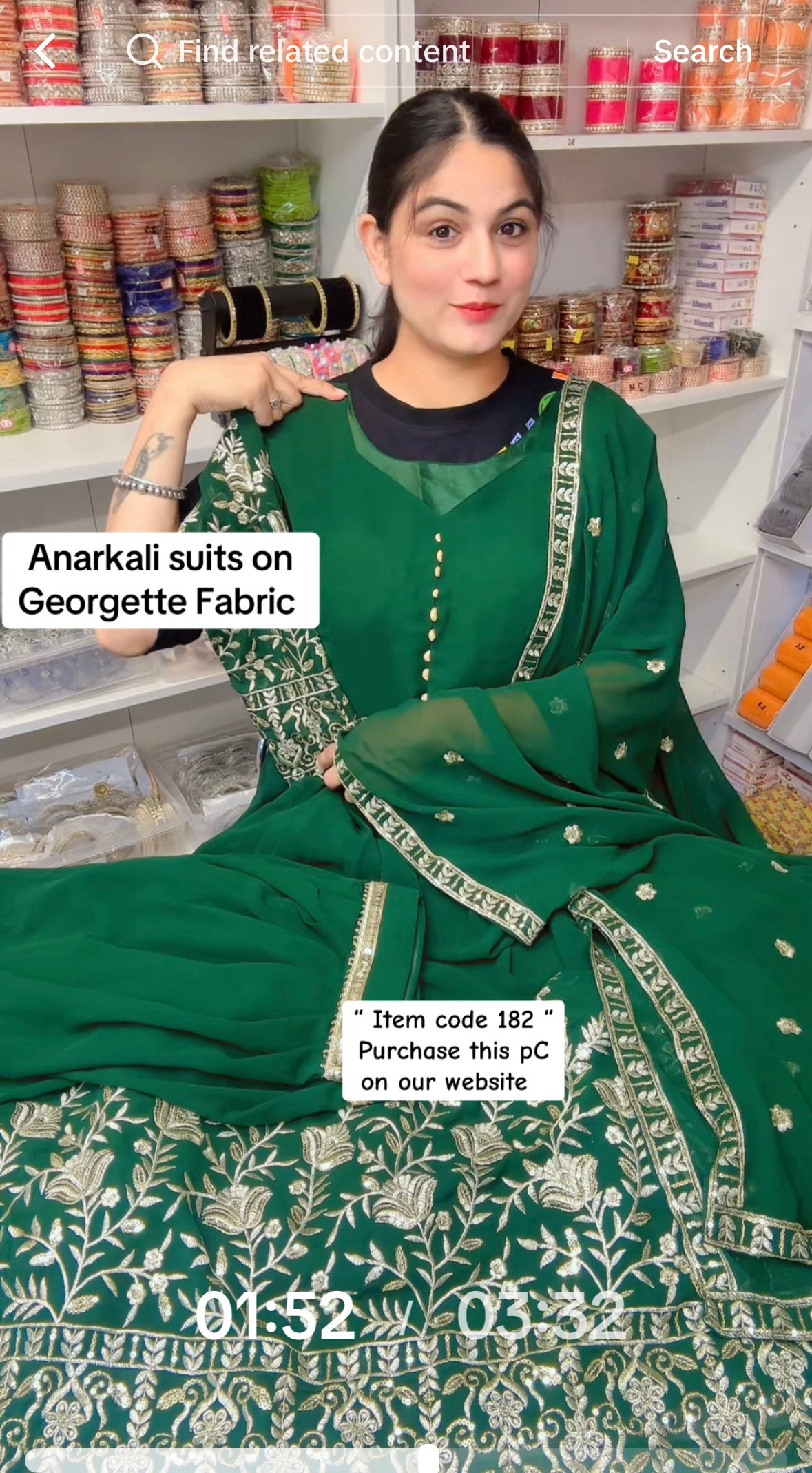 Item code: 182 (Anarkali 3 PC) Colour - Green