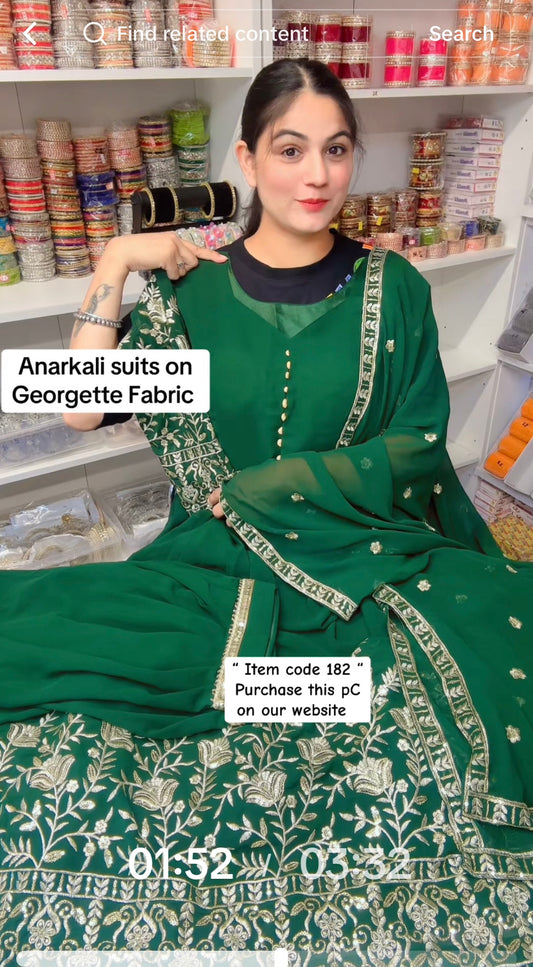 Item code: 182 (Anarkali 3 PC) Colour - Green