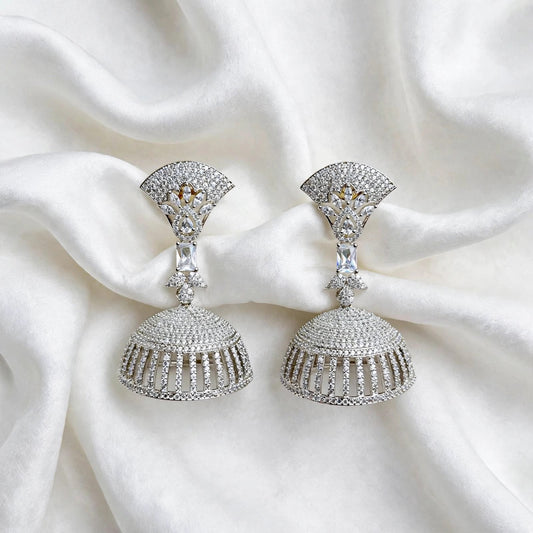 Silver  American diamond earrings Jhumka style