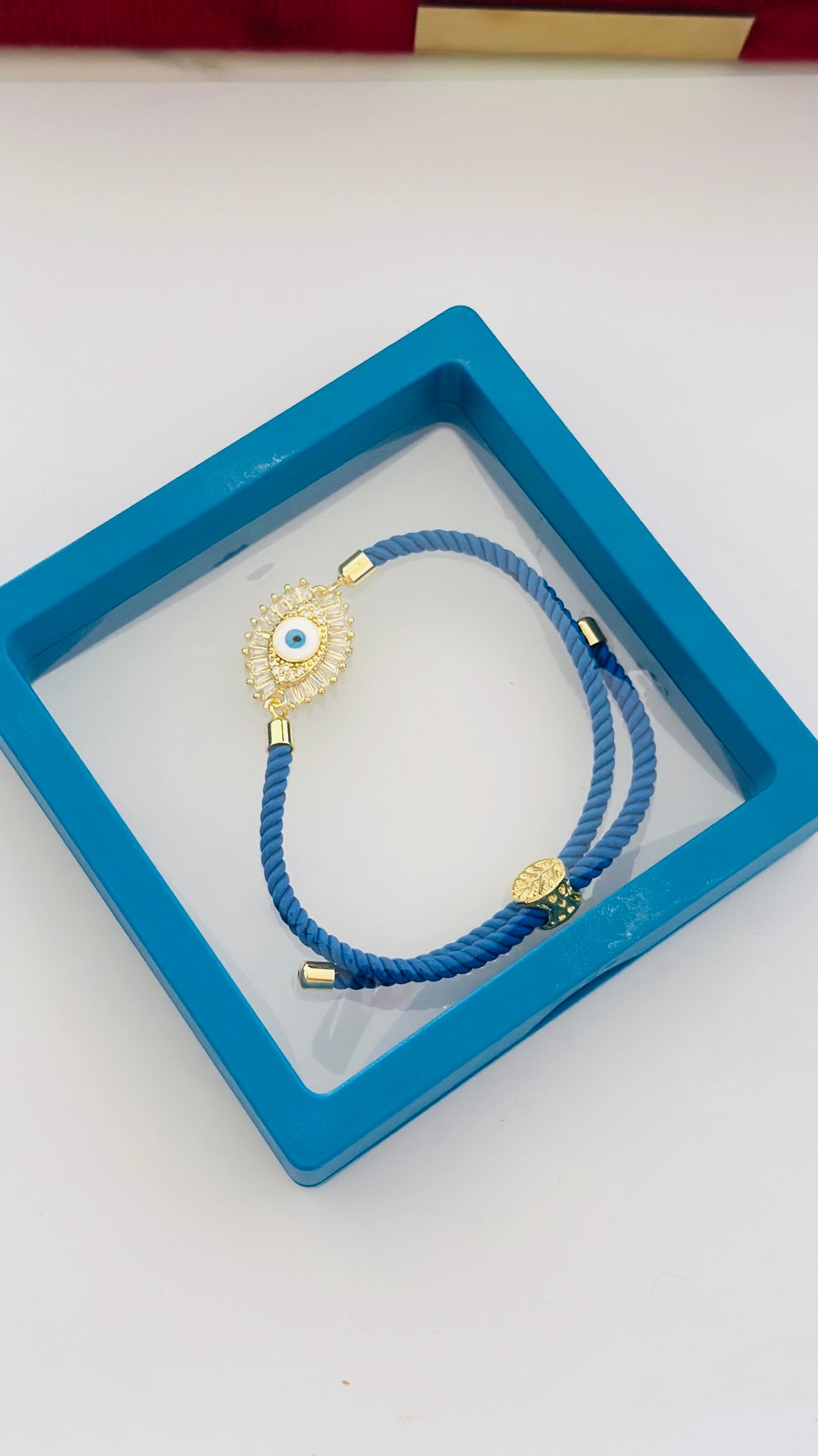 Evil Eye Rakhi / Rakhdi Box in American Diamond ( Premium Range ) - Code A43