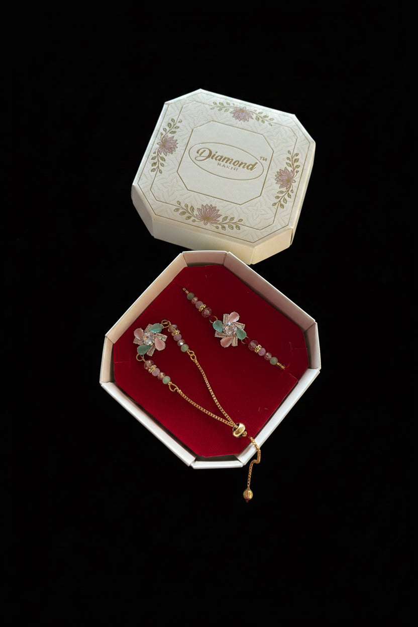 Couple Rakhi set in American diamond