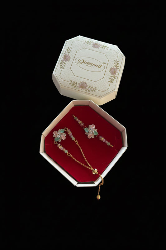 Couple Rakhi set in American diamond