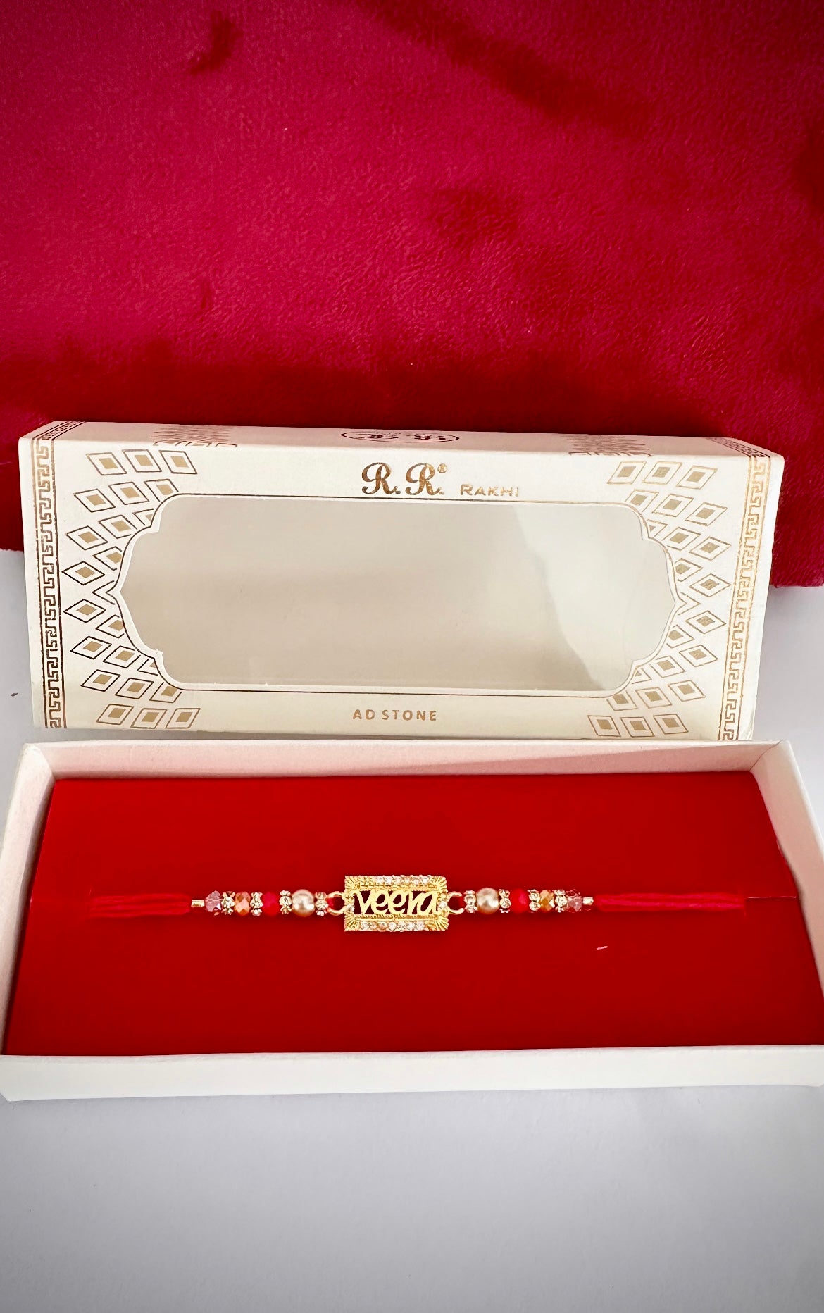 Veera Rakhi / Rakhdi Box in American Diamond - Code A10