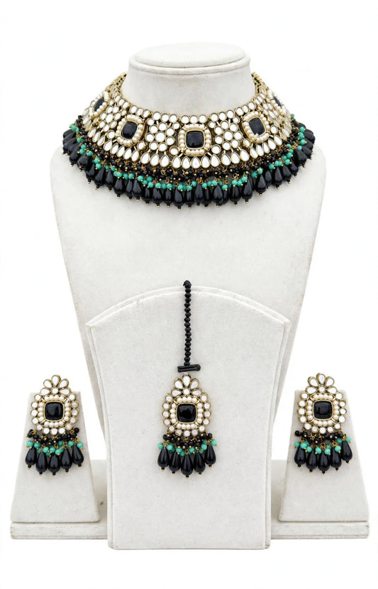 Black necklace / choker set in mirror ( high quality )- N28