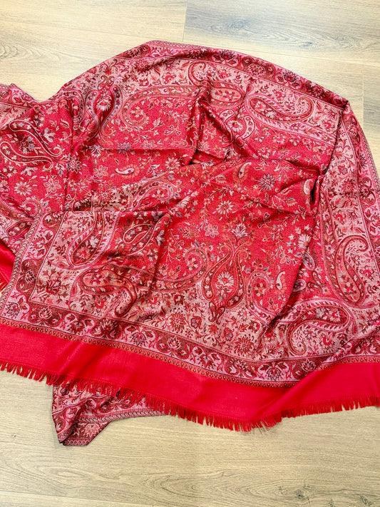 Red Double sided pashmina shawl : Code Y28