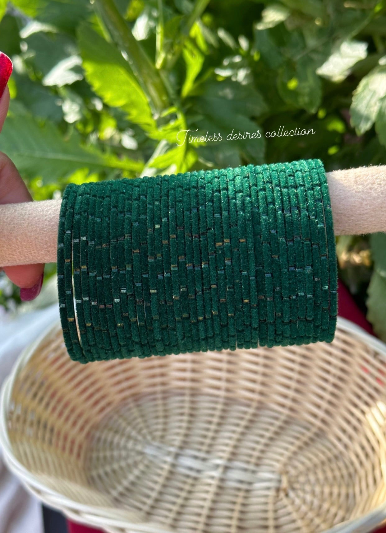 Bottle green Plain velvet bangles pack of 36 bangles
