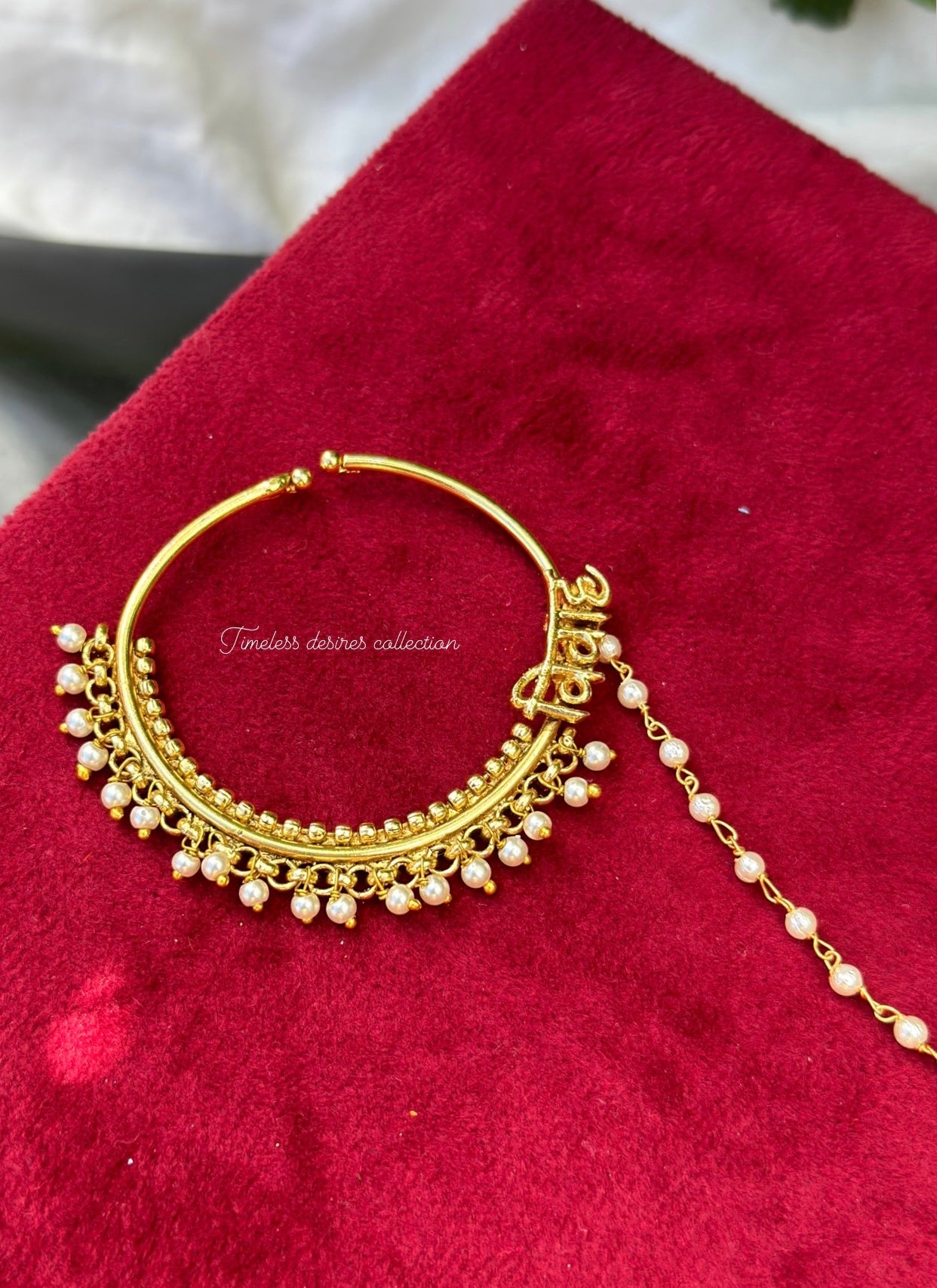 Nose nath ( vivah ) with chain in non piercing