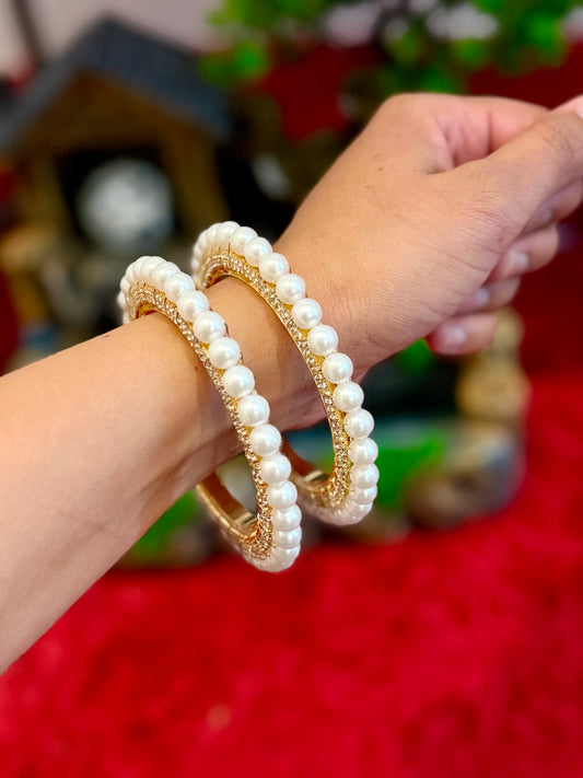 Golden Pearl rajwadi Kade bangles - set of 2 ( X11 )