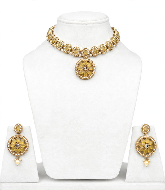 Yellow necklace / Choker set Polki - Code N9