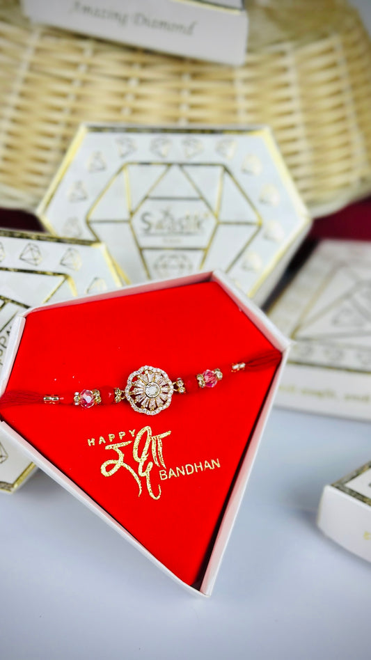 Spinner Rakhi / Rakhdi Pack in American Diamond ( Premium Range ) - Code A41