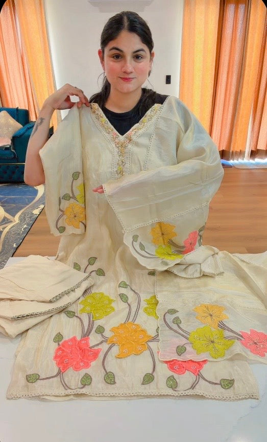 Party wear suit - ( Colour: Off White)