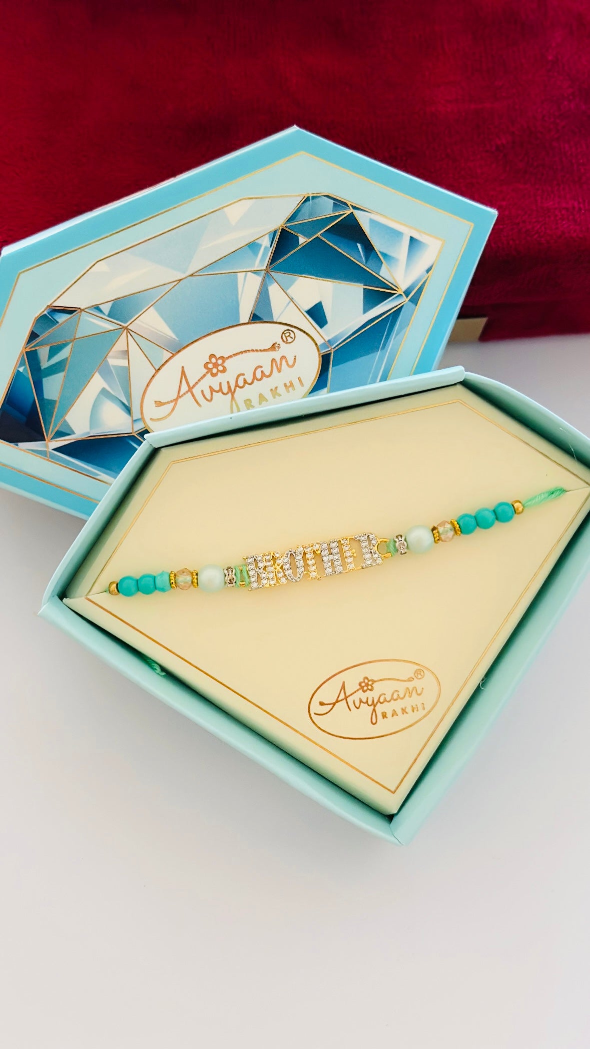 Brother Rakhi / Rakhdi Box in American Diamond ( Premium Range ) - Code A57