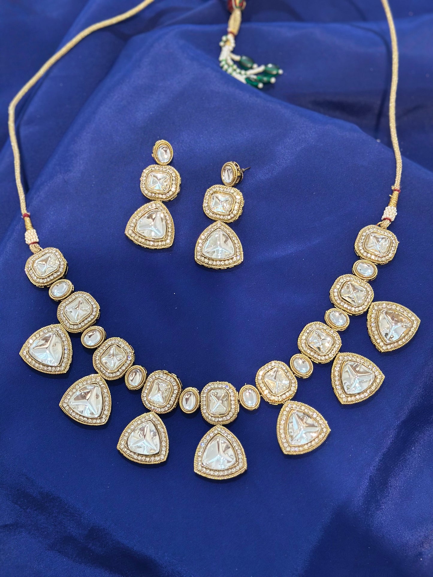 Kundan Necklace set with earrings , Colour: Lavender , (Code: X14)