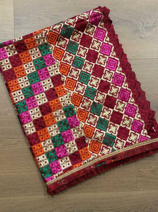 Maroon Phulkari - code: 0005