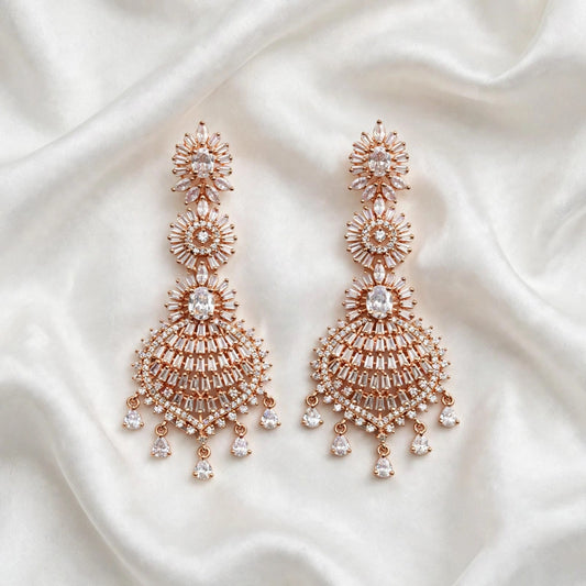 American diamond earrings in golden polish