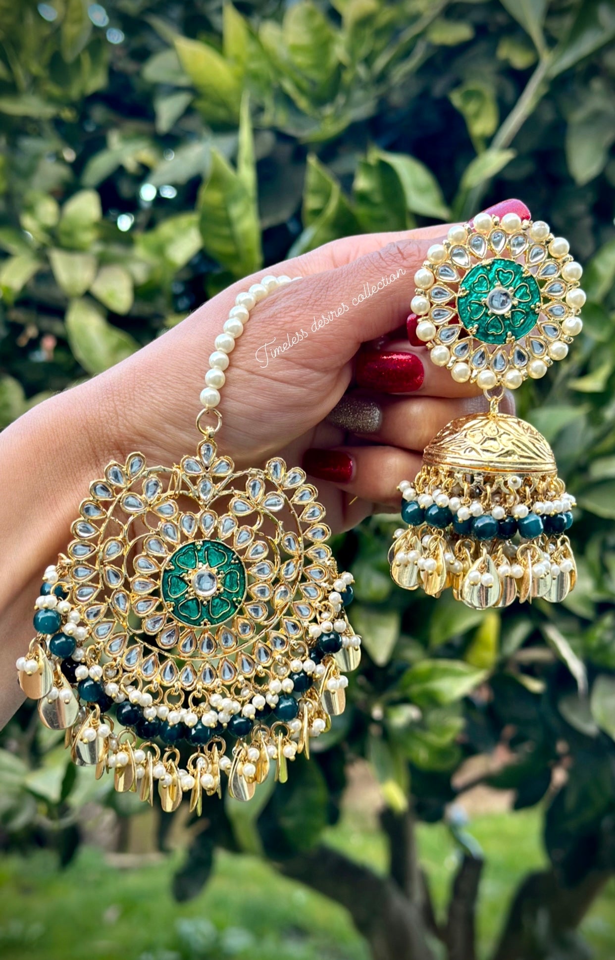 heavy necklace earrings with tikka and ring