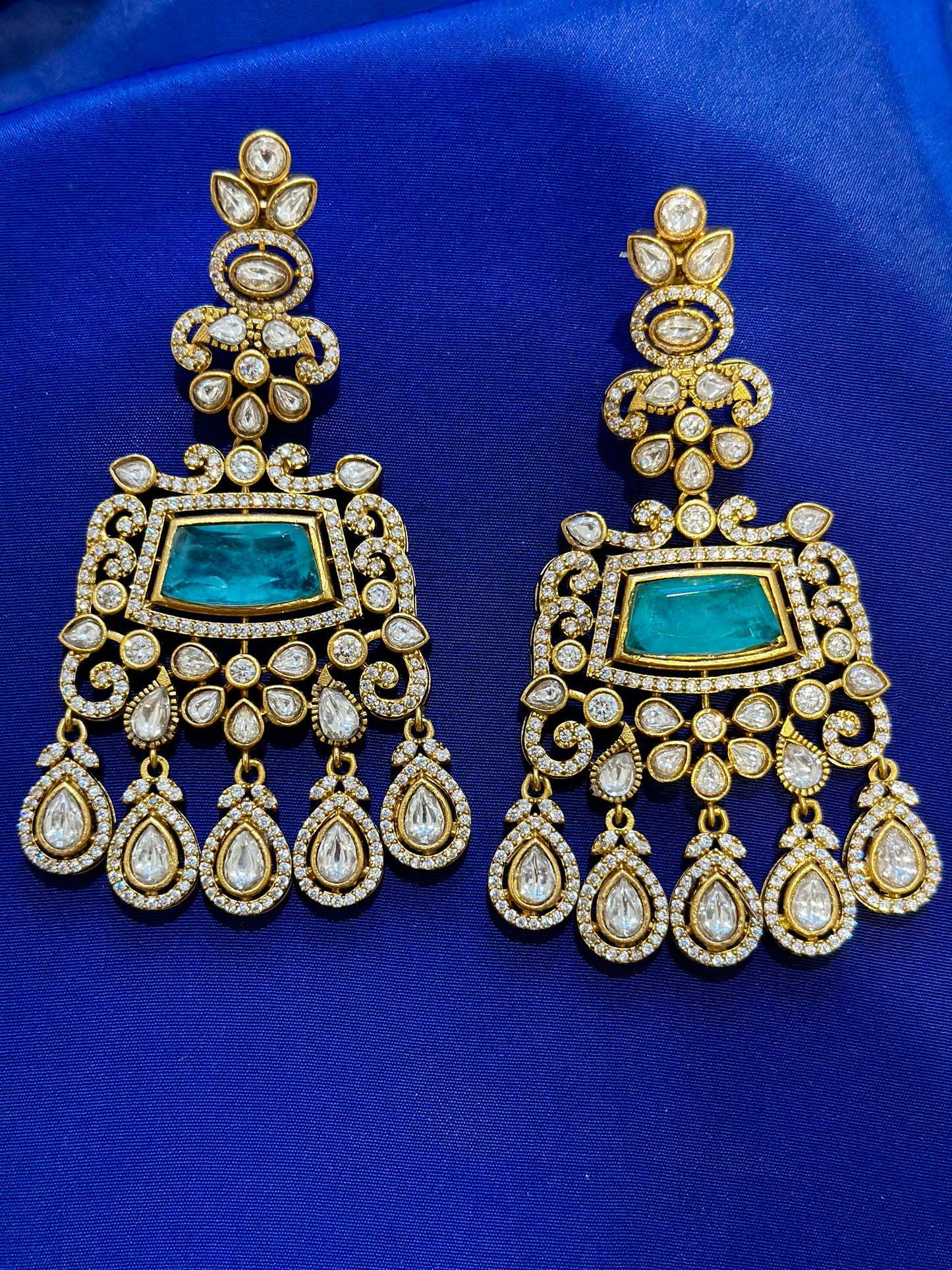 Moissanite earrings ( Premium Range ) Colour: Firoza , (Code: X4)