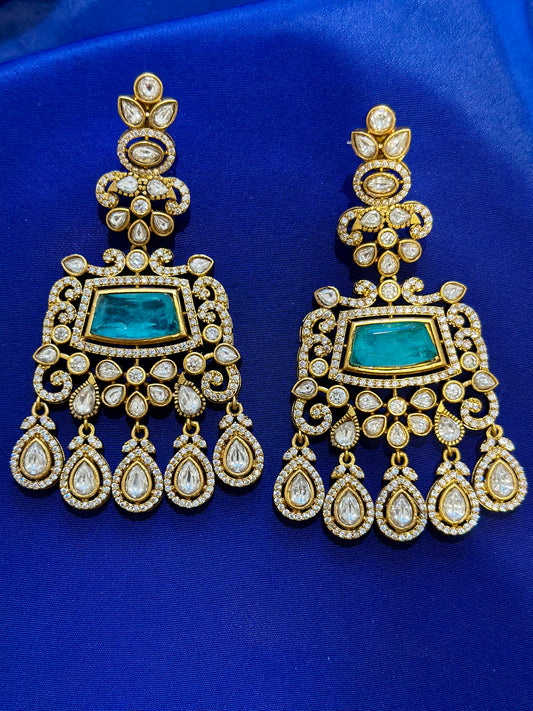 Moissanite earrings ( Premium Range ) Colour: Firoza , (Code: X4)