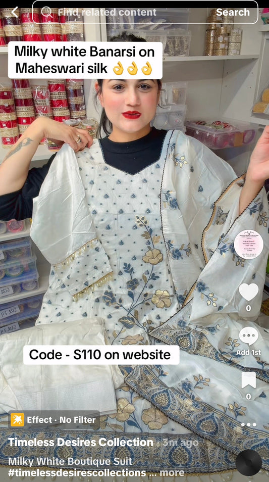 White semi Party Wear - Code - S110