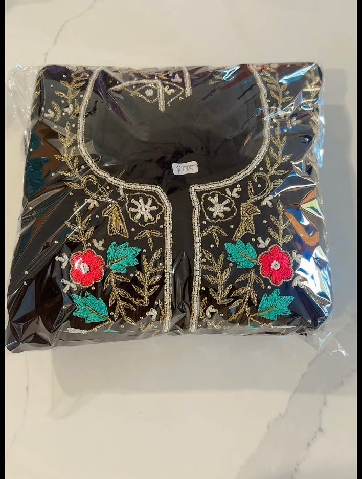 Handwork Party wear salwar suit - Colour : Black ( Code: 636 )