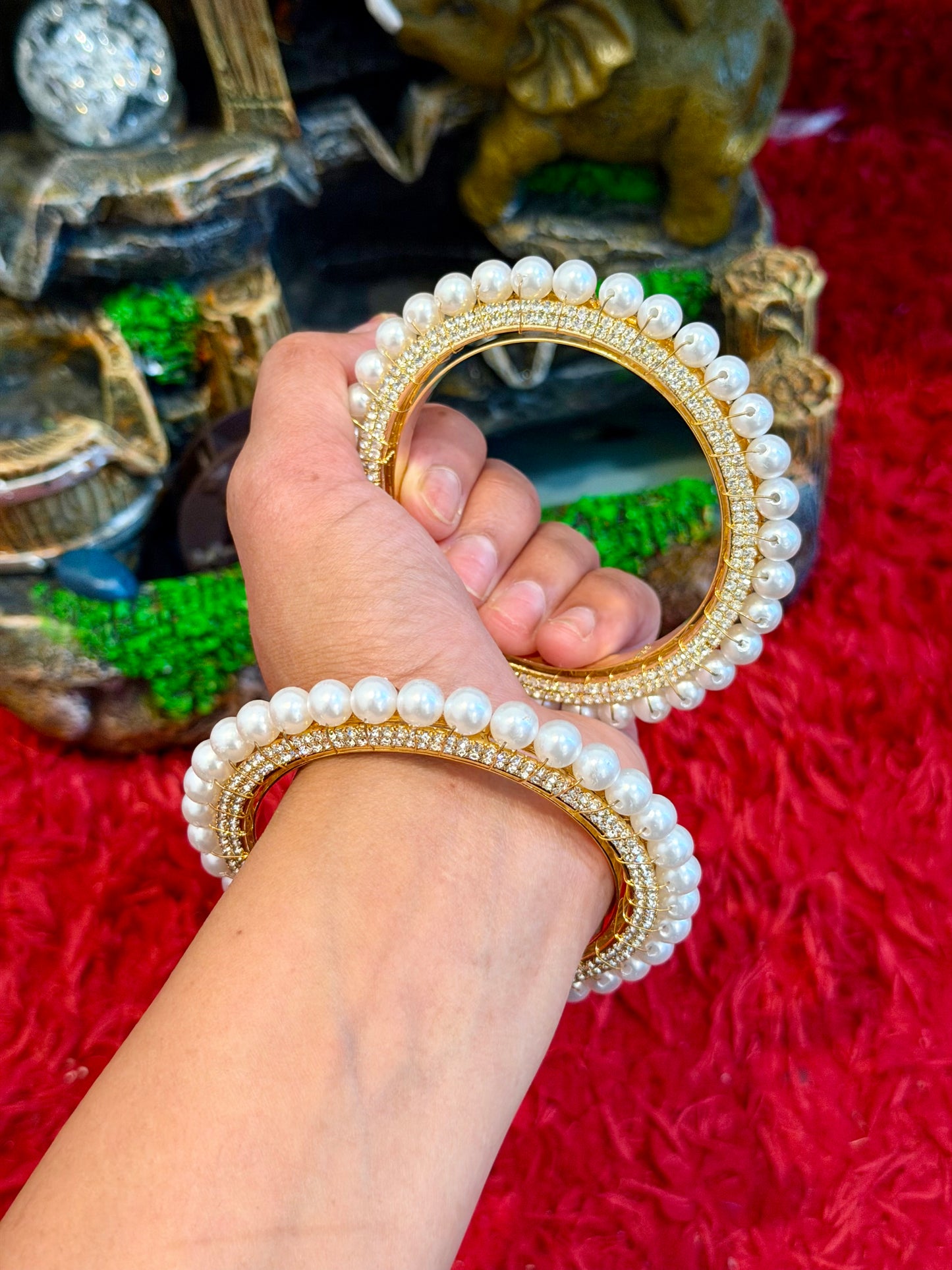 Golden Pearl rajwadi Kade bangles - set of 2 ( X11 )