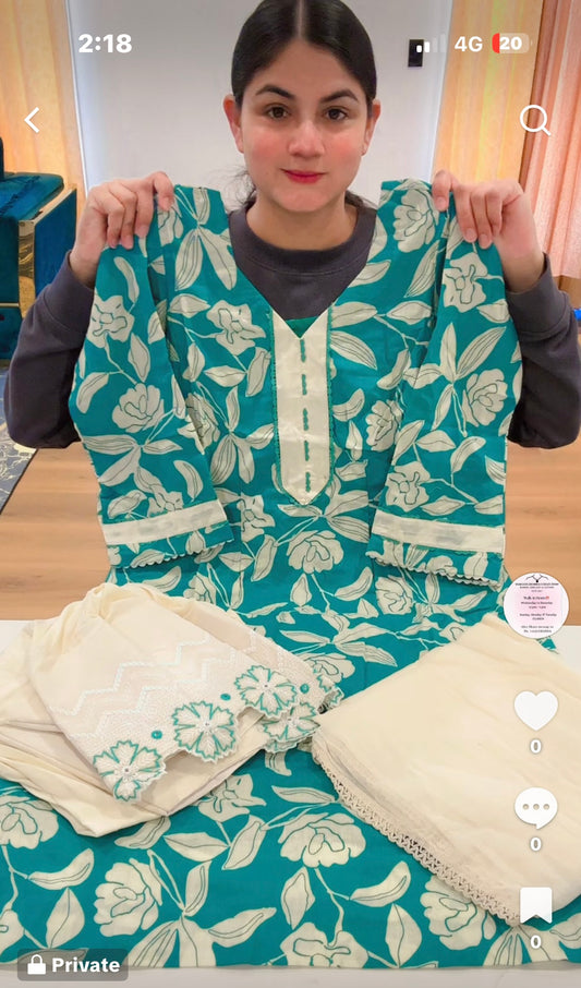 Cotton Printed Suit with Farshi salwar - C9