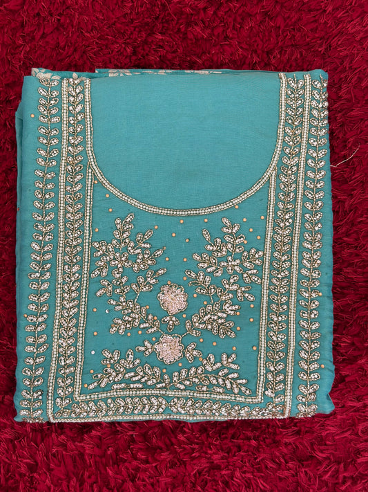 Unstitched suit with Banarsi bottom