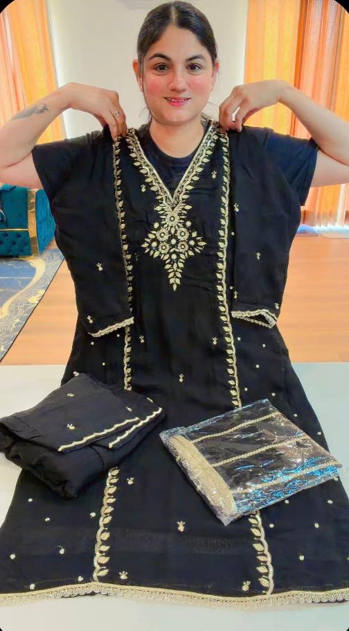 Handwork party wear suit - ( Colour : Black ) Code - 950