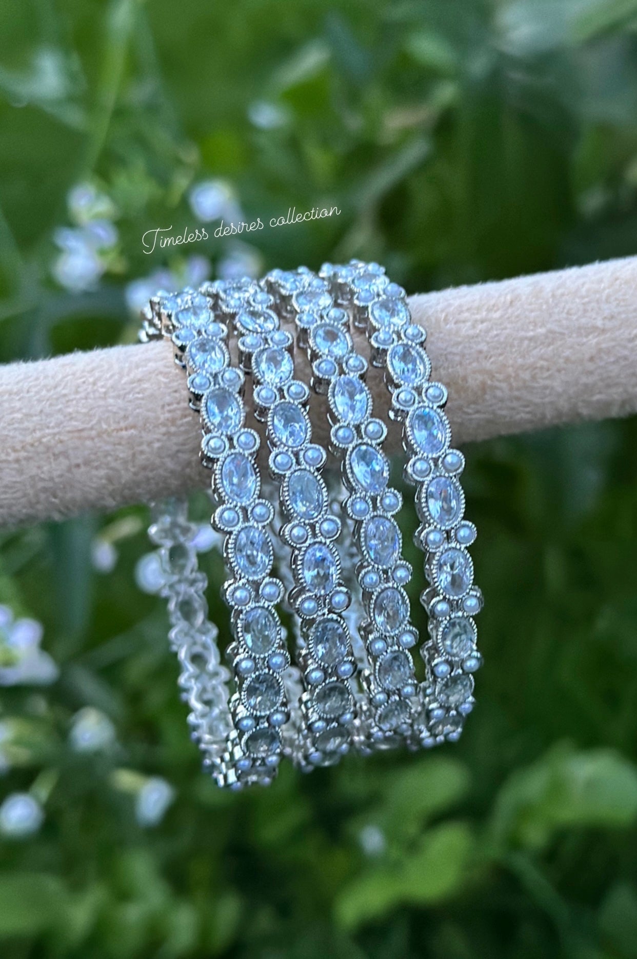 Silver bangles / kangan’s in reverse AD ( set of 4 )