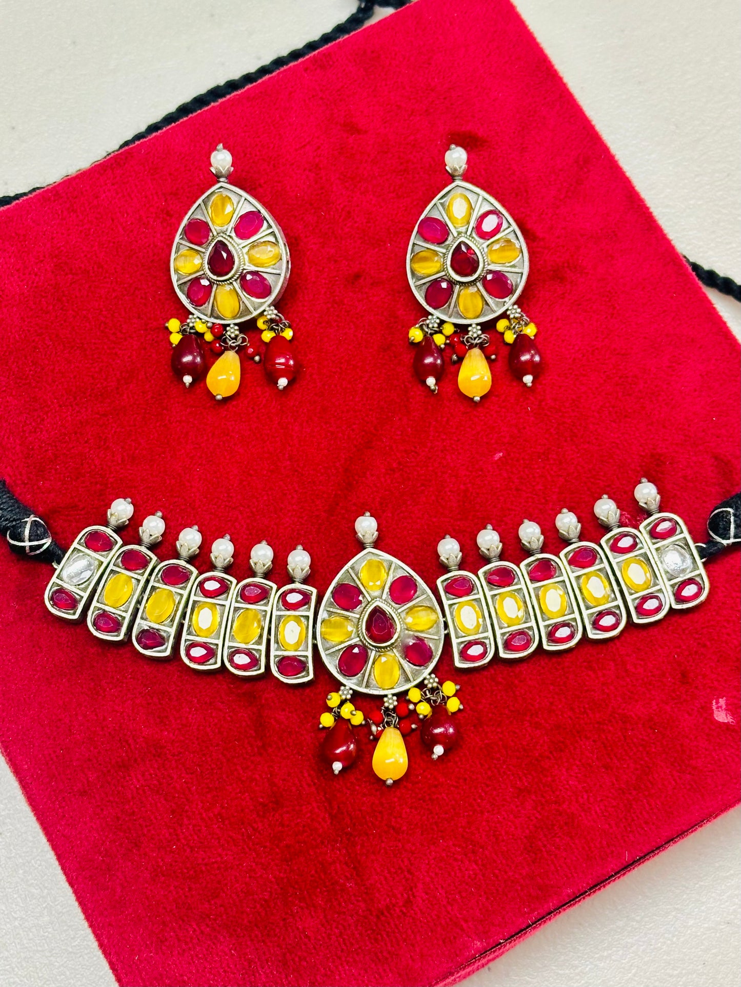 Oxidised necklace set with earrings