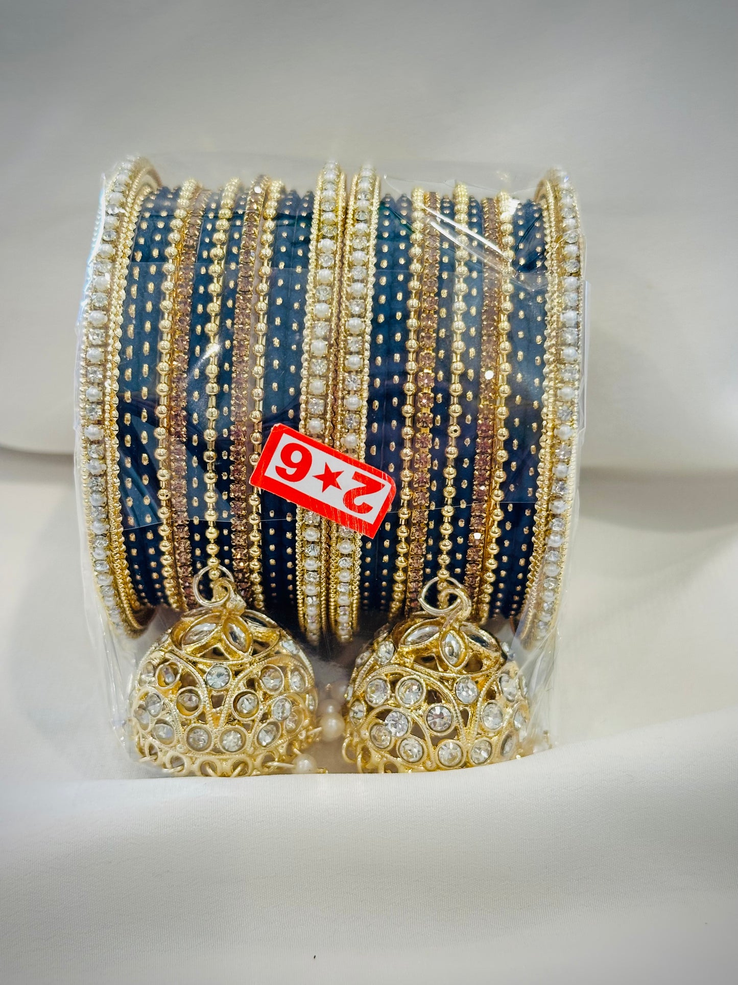 Bangle set with latkan - Colour: Navy Blue ( Code: 026 )