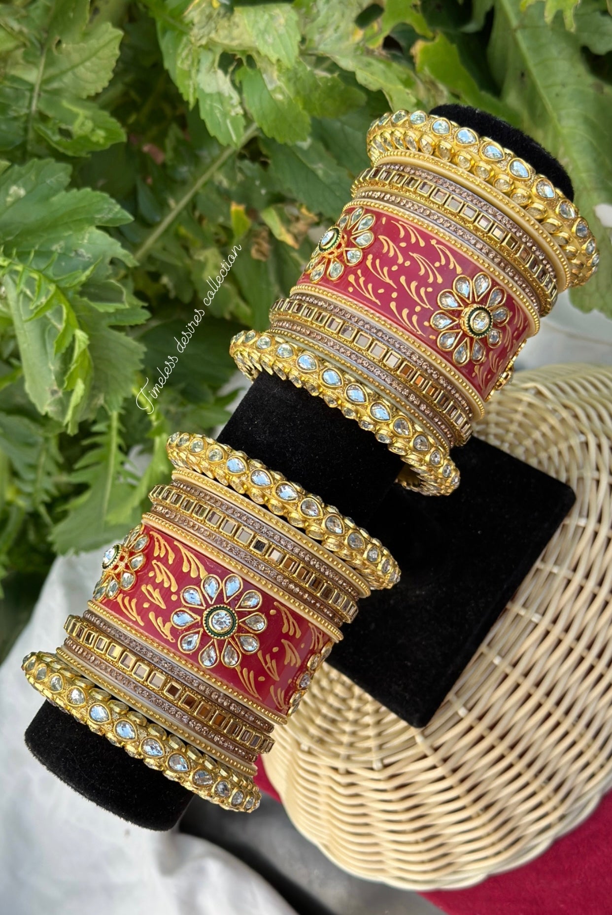 Bright Red Rajwadi Chooda Bangles ( set of both hands )
